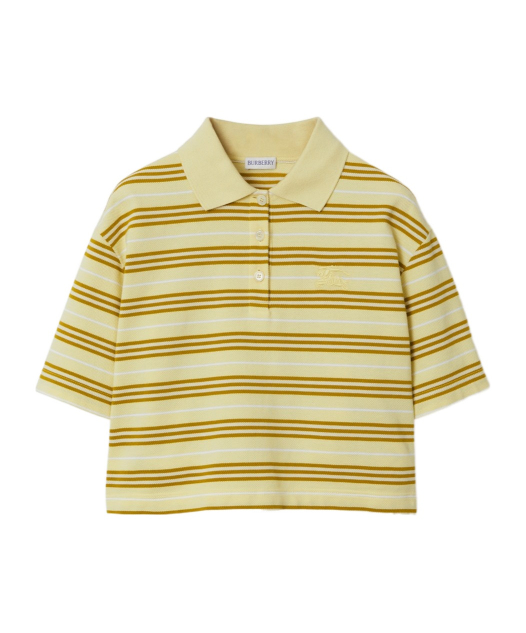 Burberry Cropped Striped Cotton Polo Shirt In Alabaster