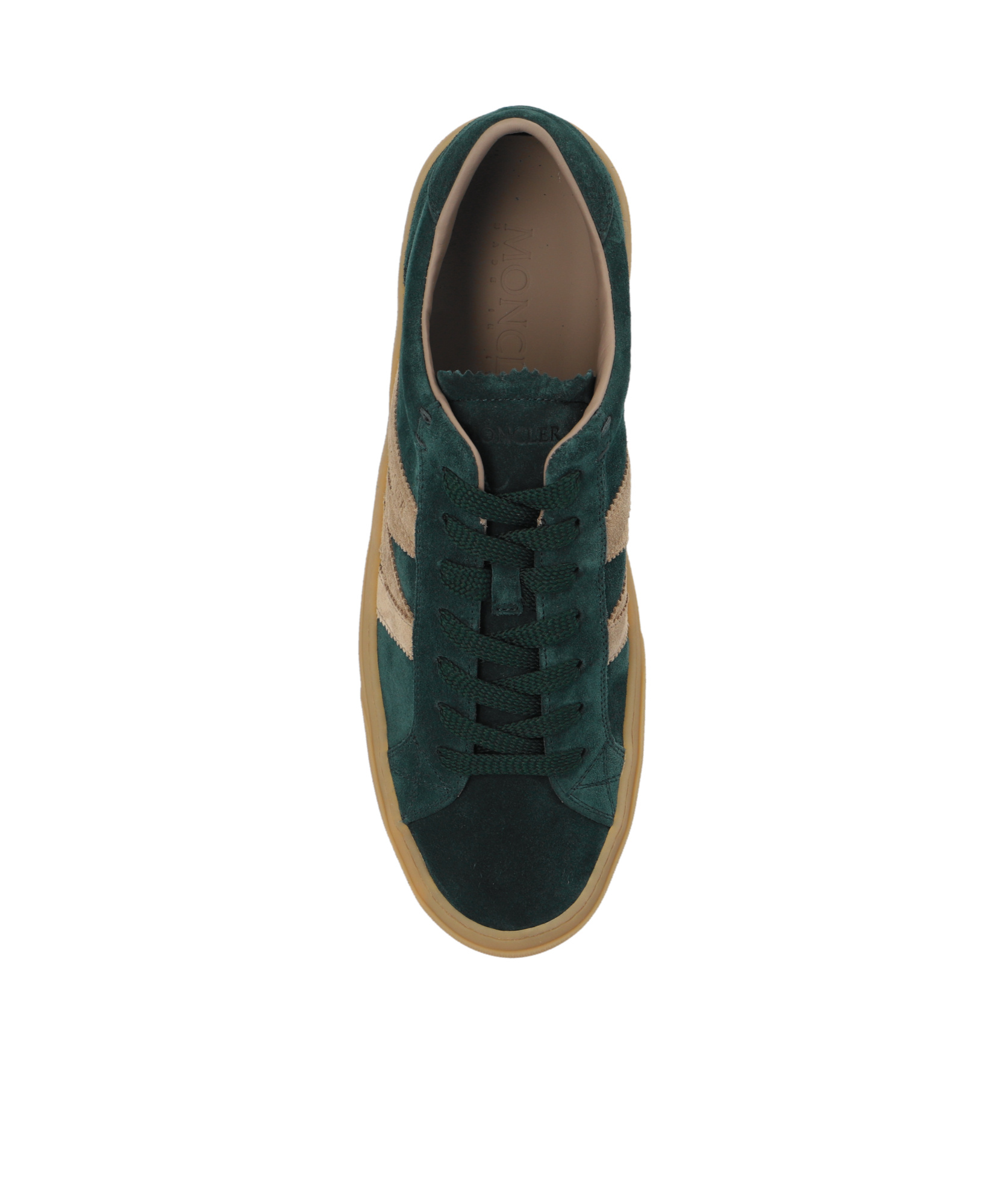 Moncler Suede Monaco Low-top Sneakers In Green