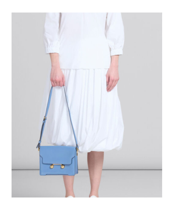 Marni Blue Leather Trunkaroo Medium Shoulder Bag In Blue