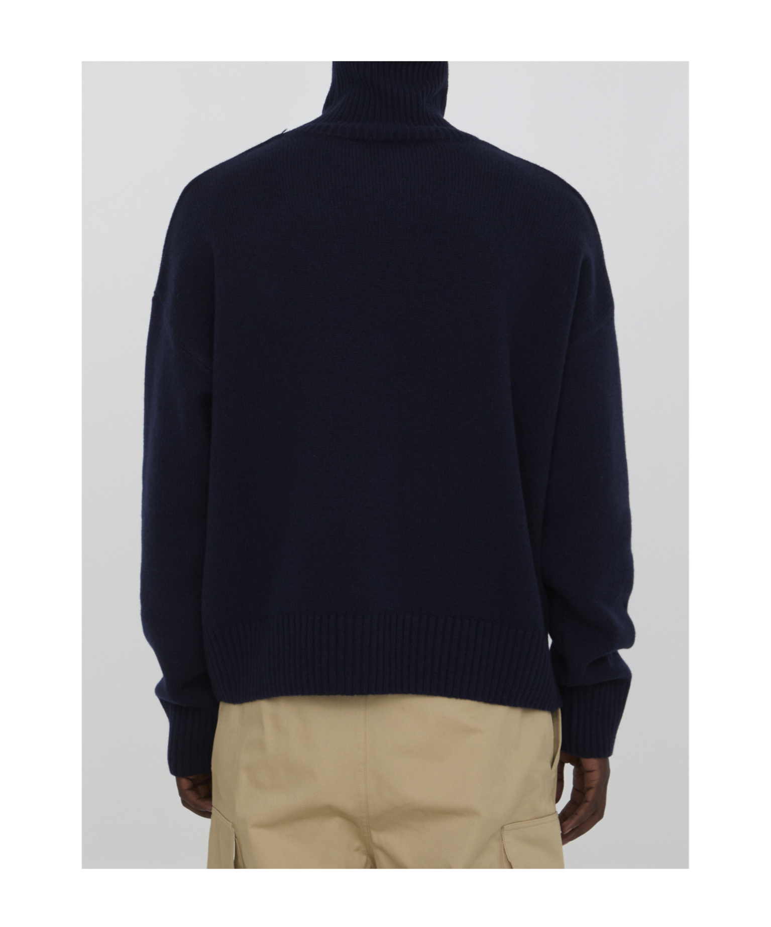 Ami Alexandre Mattiussi Heart Friend Turtleneck Sweater Blend In Black