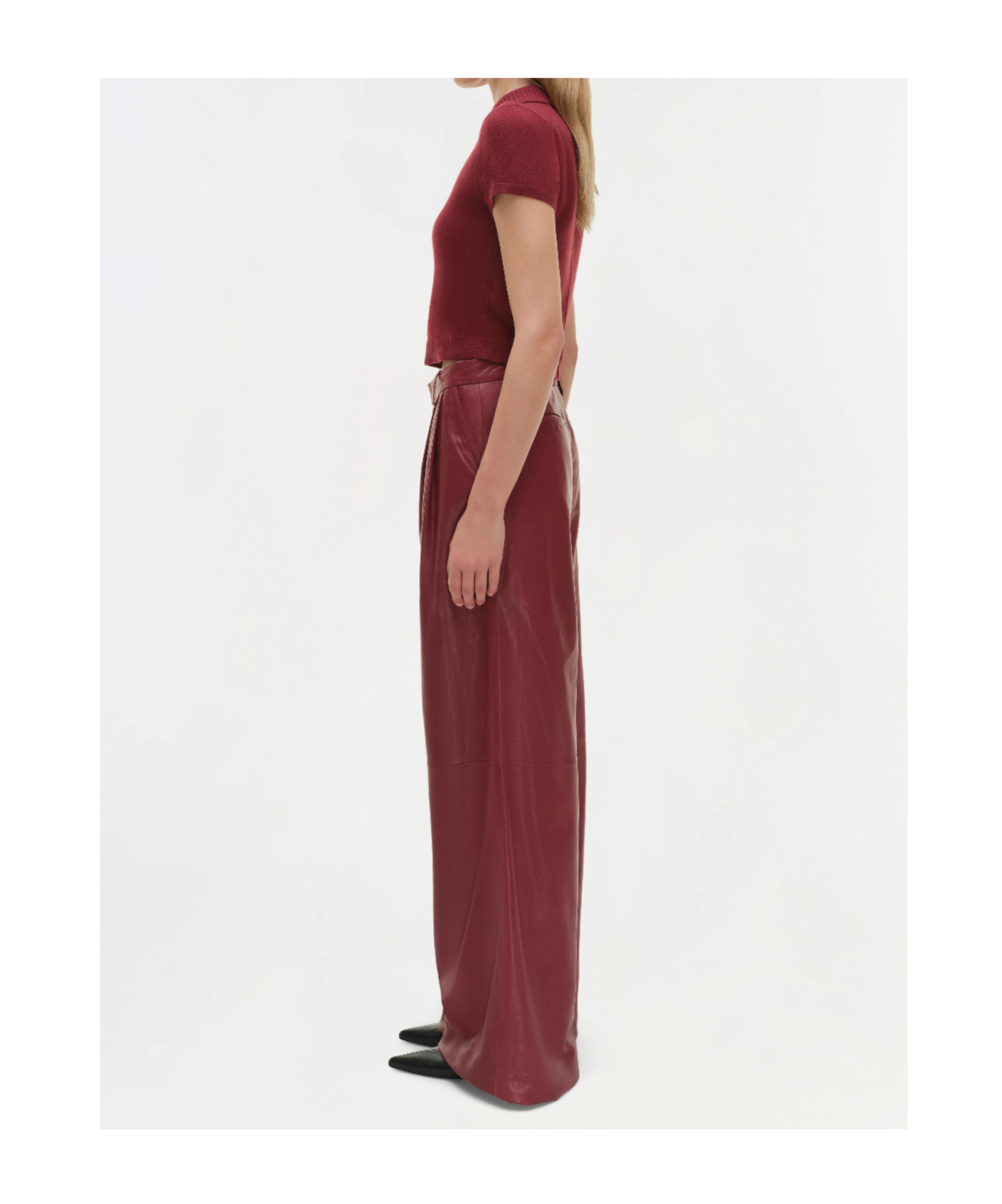 Simkhai Kobie Wide-leg Leather Pants In Burgundy