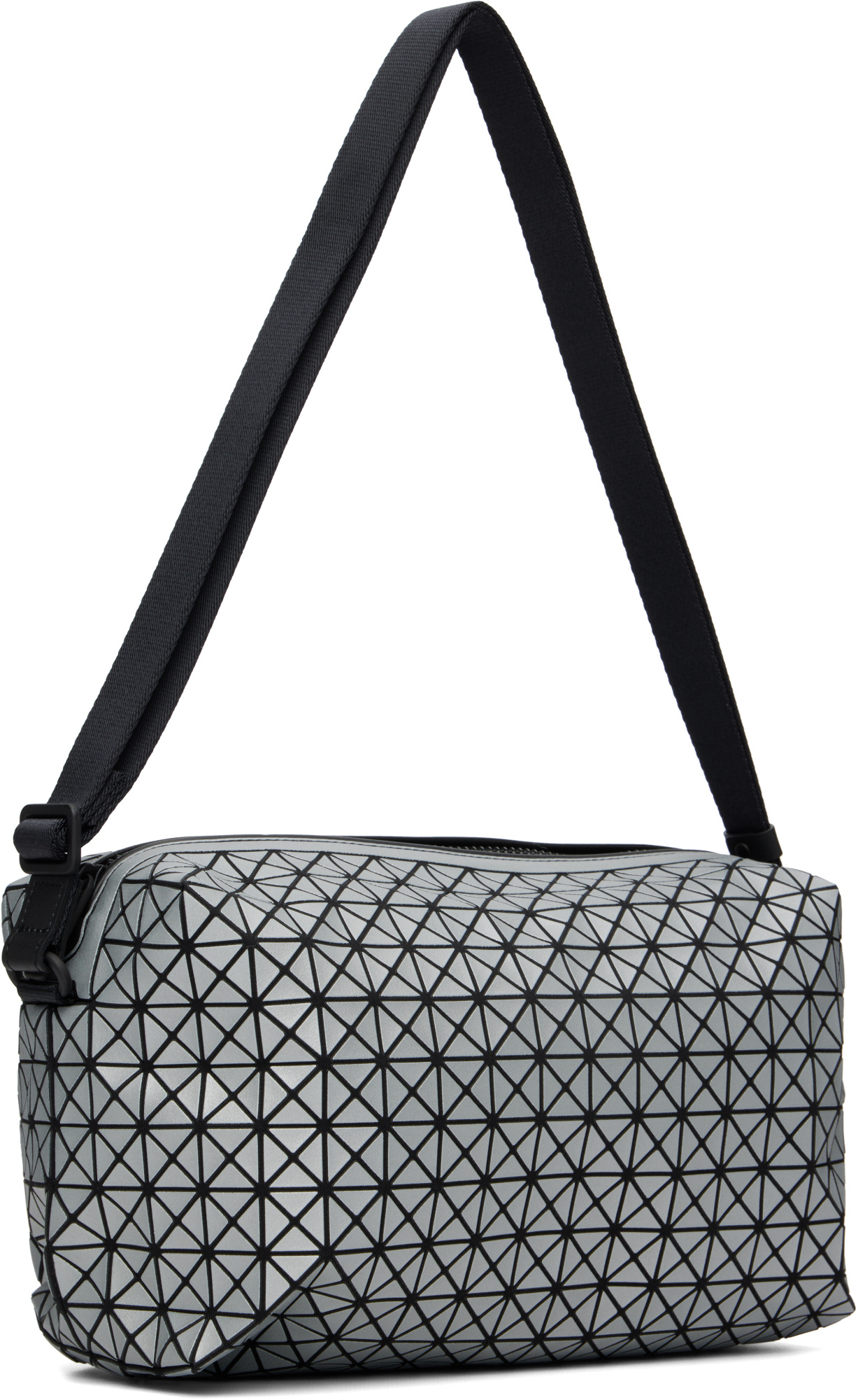 Bao Bao Issey Miyake Saddle Reflector Crossbody Bag In Silver