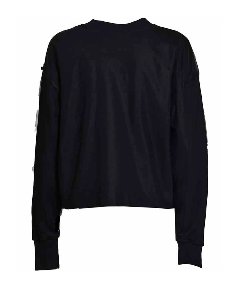 Msgm Ruffled Crewneck Sweatshirt In Black