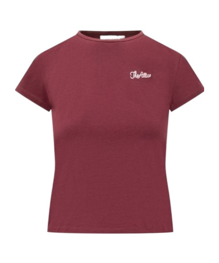 Attico Bordeauc Cotton T-shirt With Embroidered Logo In Burgundy