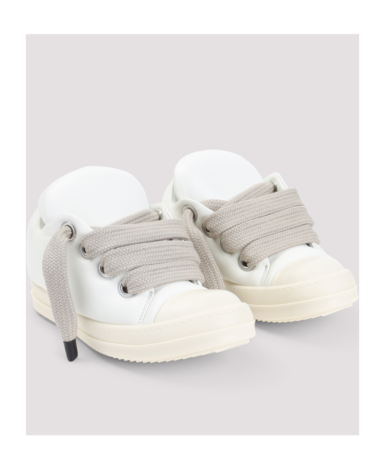 Rick Owens Hollywood Jumbo Laced Puffer Low Sneakers In White