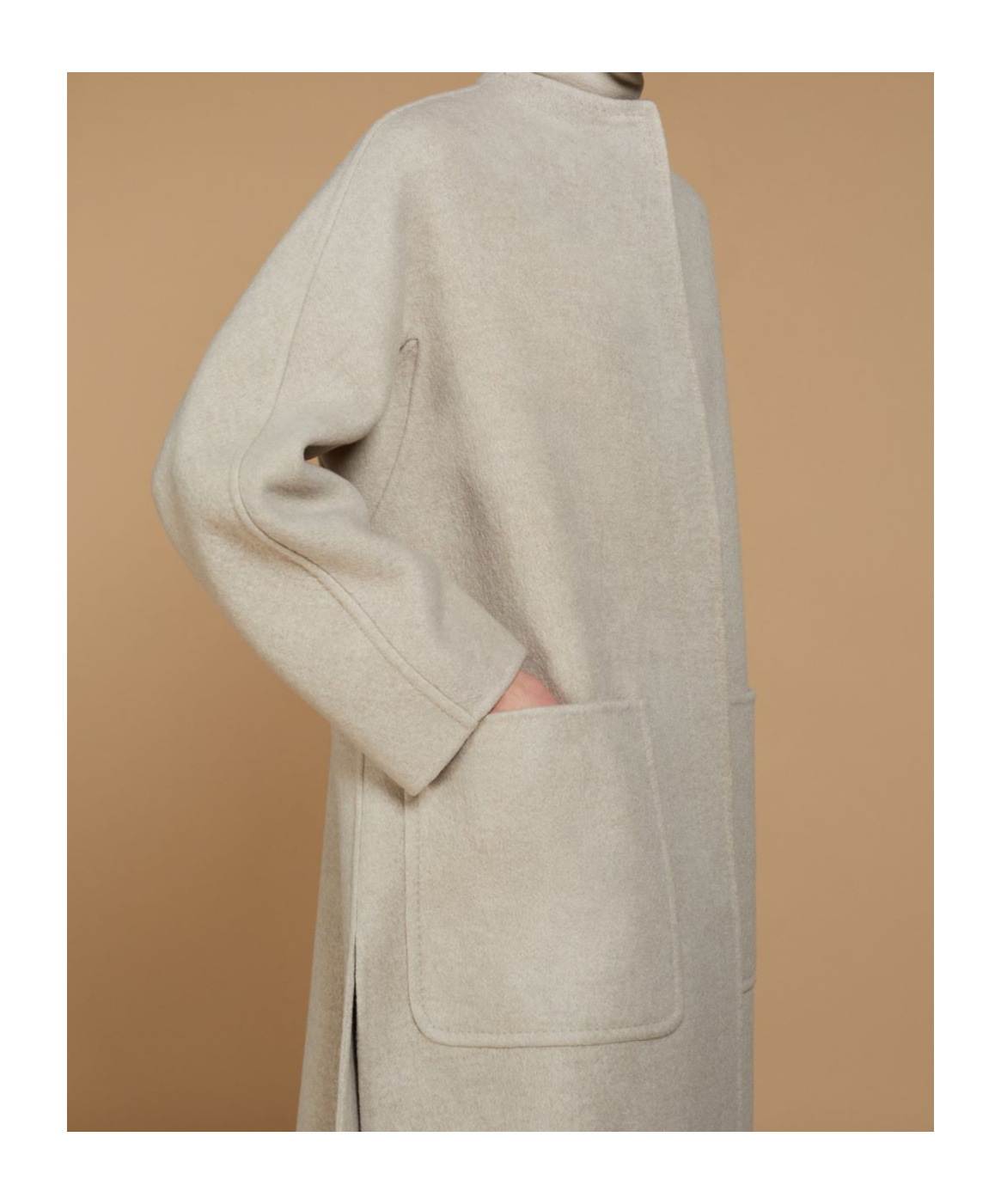 Max Mara Horn Shaped Double Layer Cashmere Coat In Nude