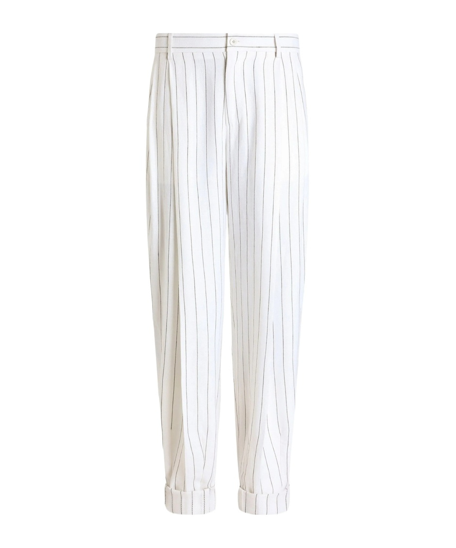 Dolce & Gabbana Striped Tailored Trousers In White