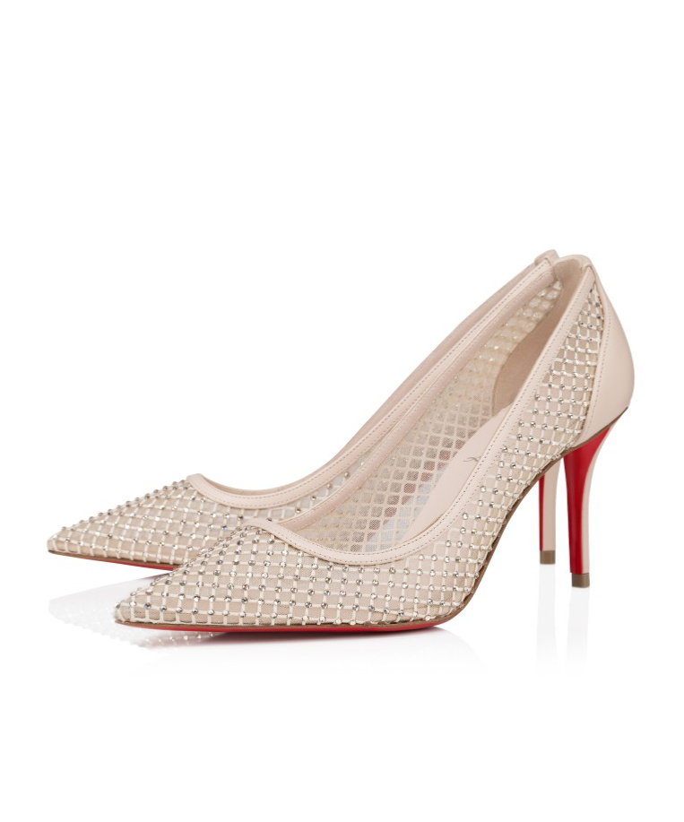 Christian Louboutin Apostropha Mesh Strass Pumps 80 In Leche