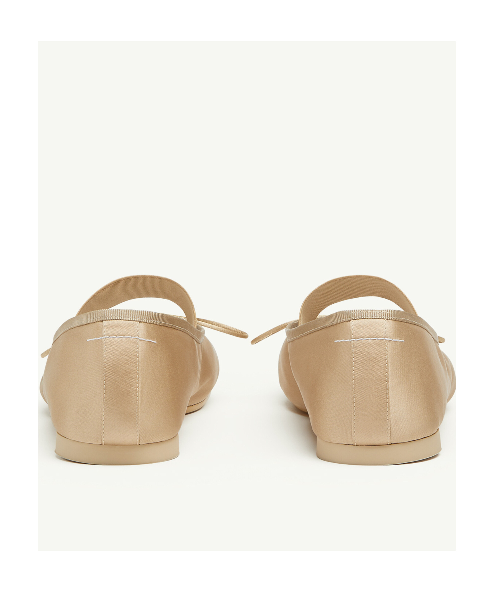Mm6 Maison Margiela Atomic Sole Leather Block Heel Ballerinas In Nude