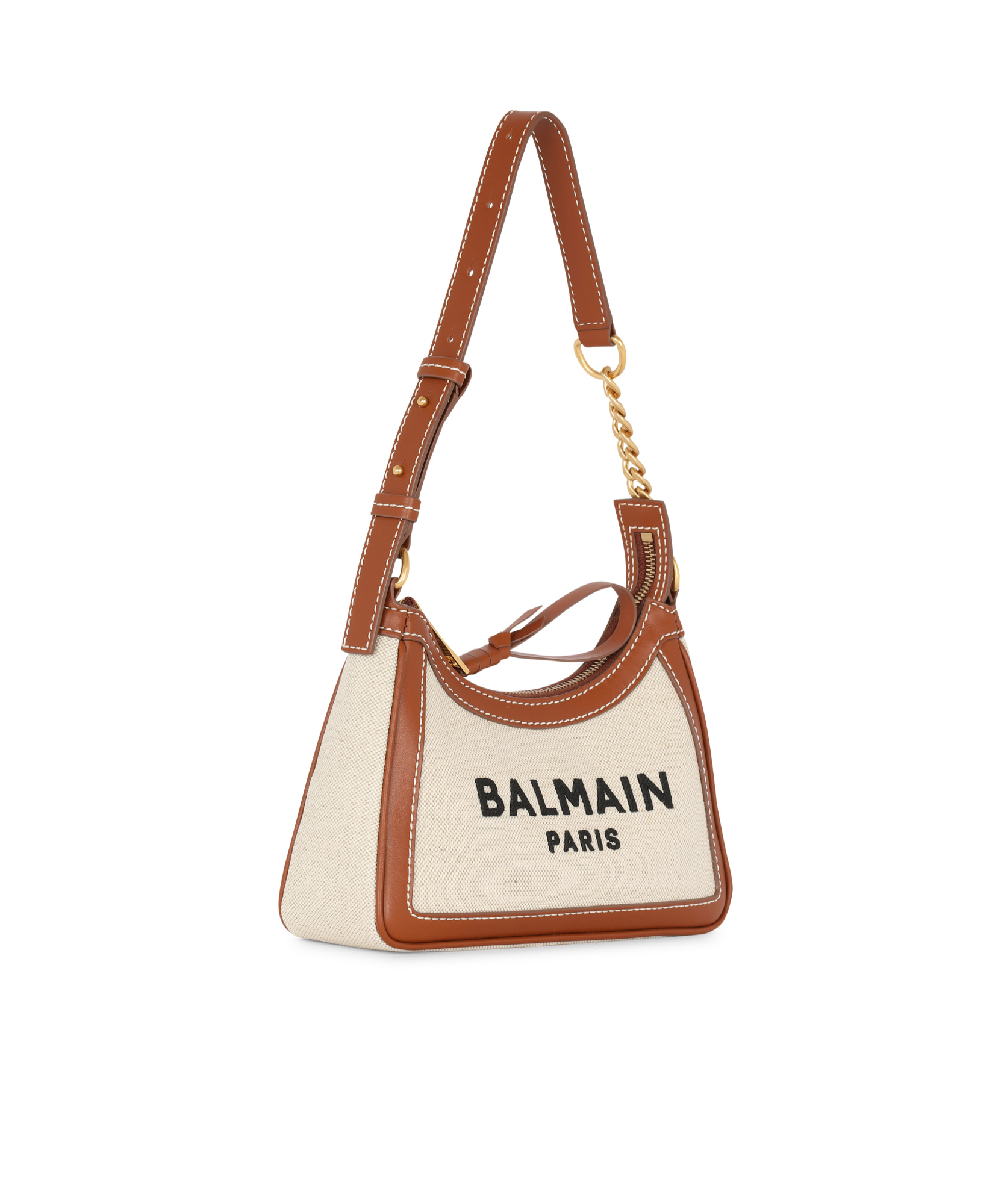Balmain Zippered Shoulder Bag In Brown