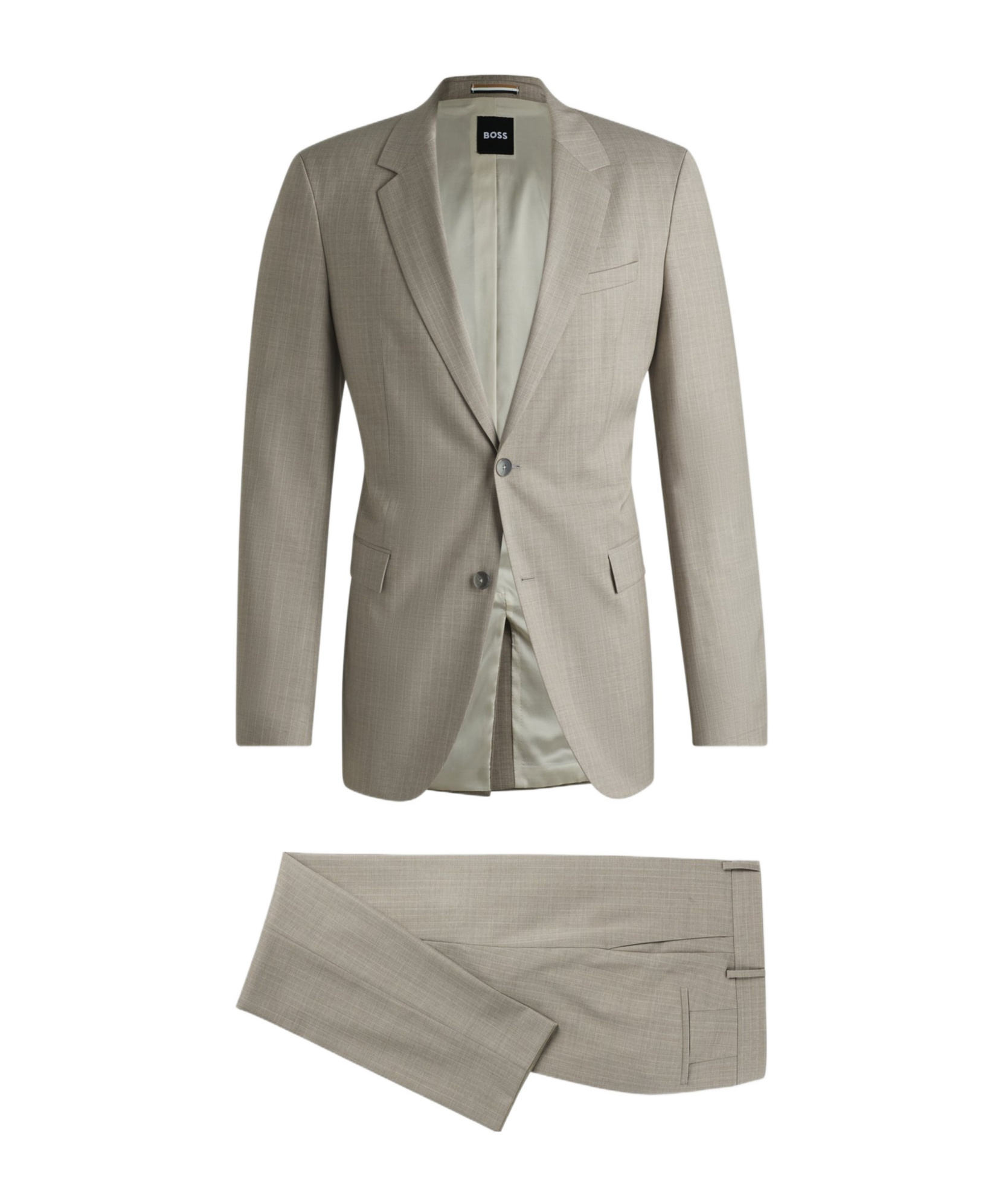 Hugo Boss Slim-fit Suit In Patterned Wool In Neutral