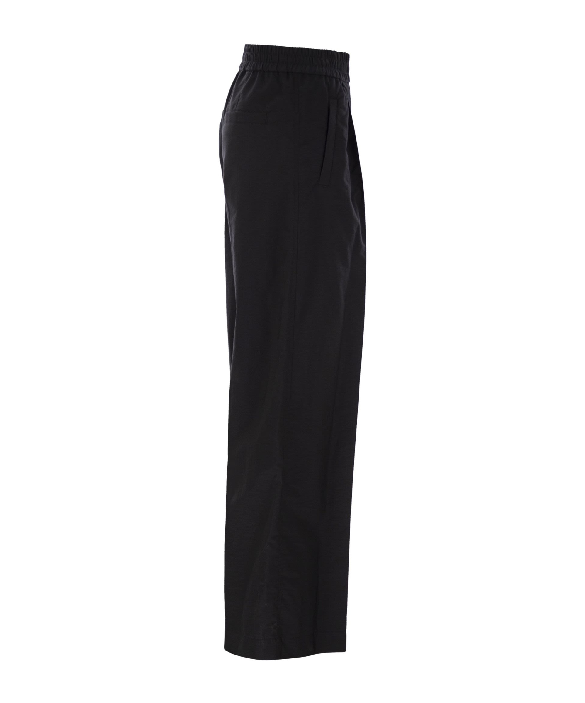 Brunello Cucinelli Loose Fit Cotton Trousers In Black
