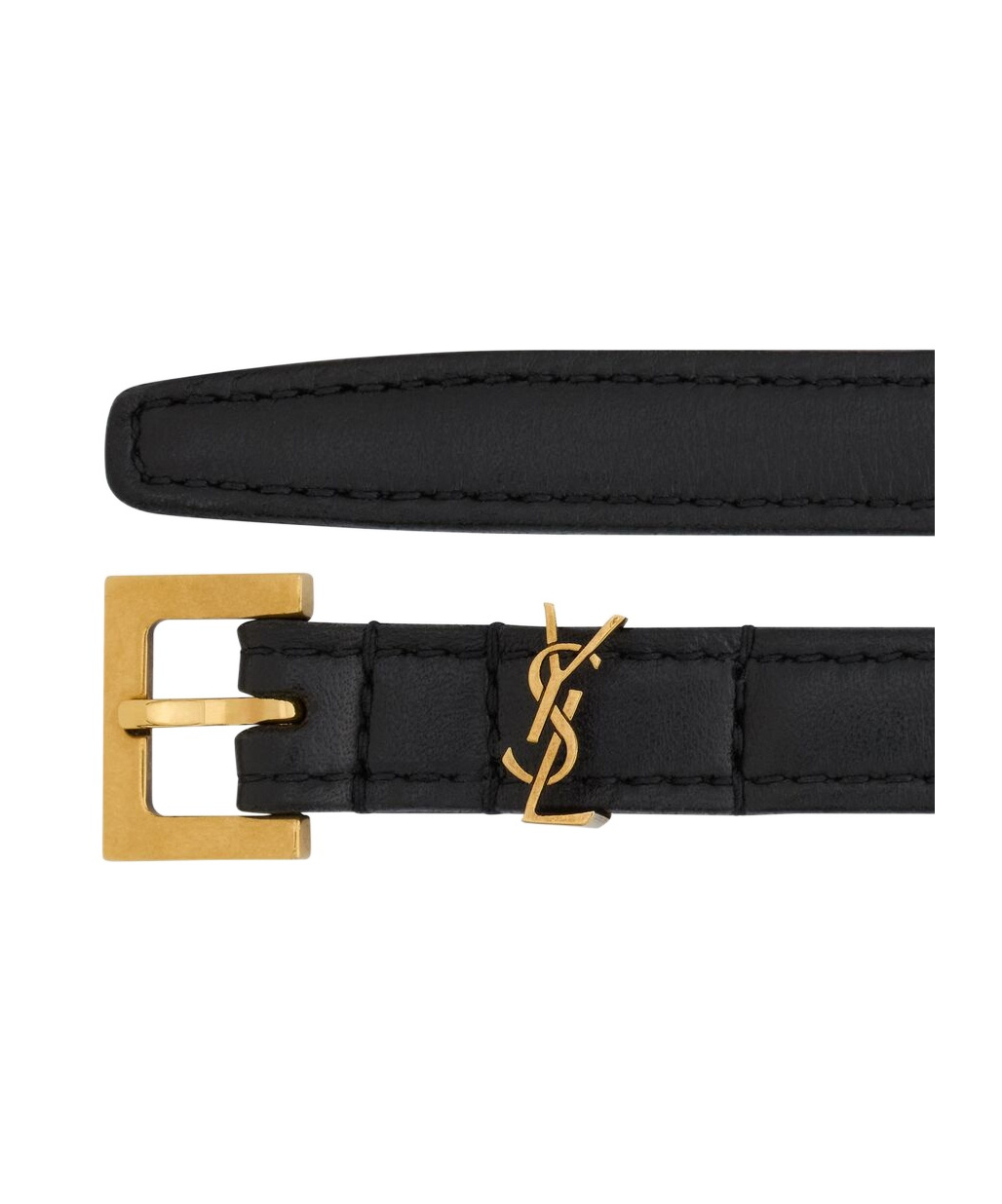 Saint Laurent Cassandre Leather Belt In Black
