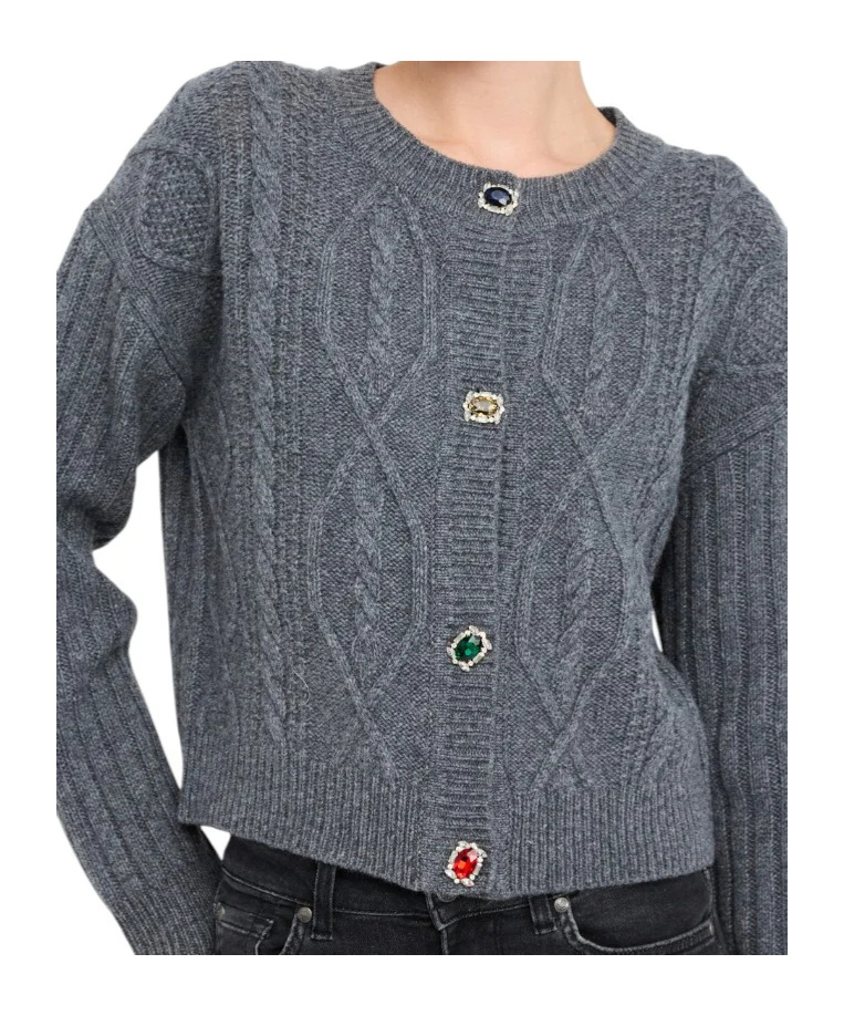 Liu •jo Button Long-sleeved Sweater In Gray