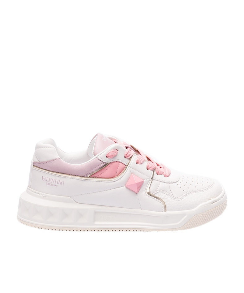Valentino Low-cut Lace-up Sneakers In White