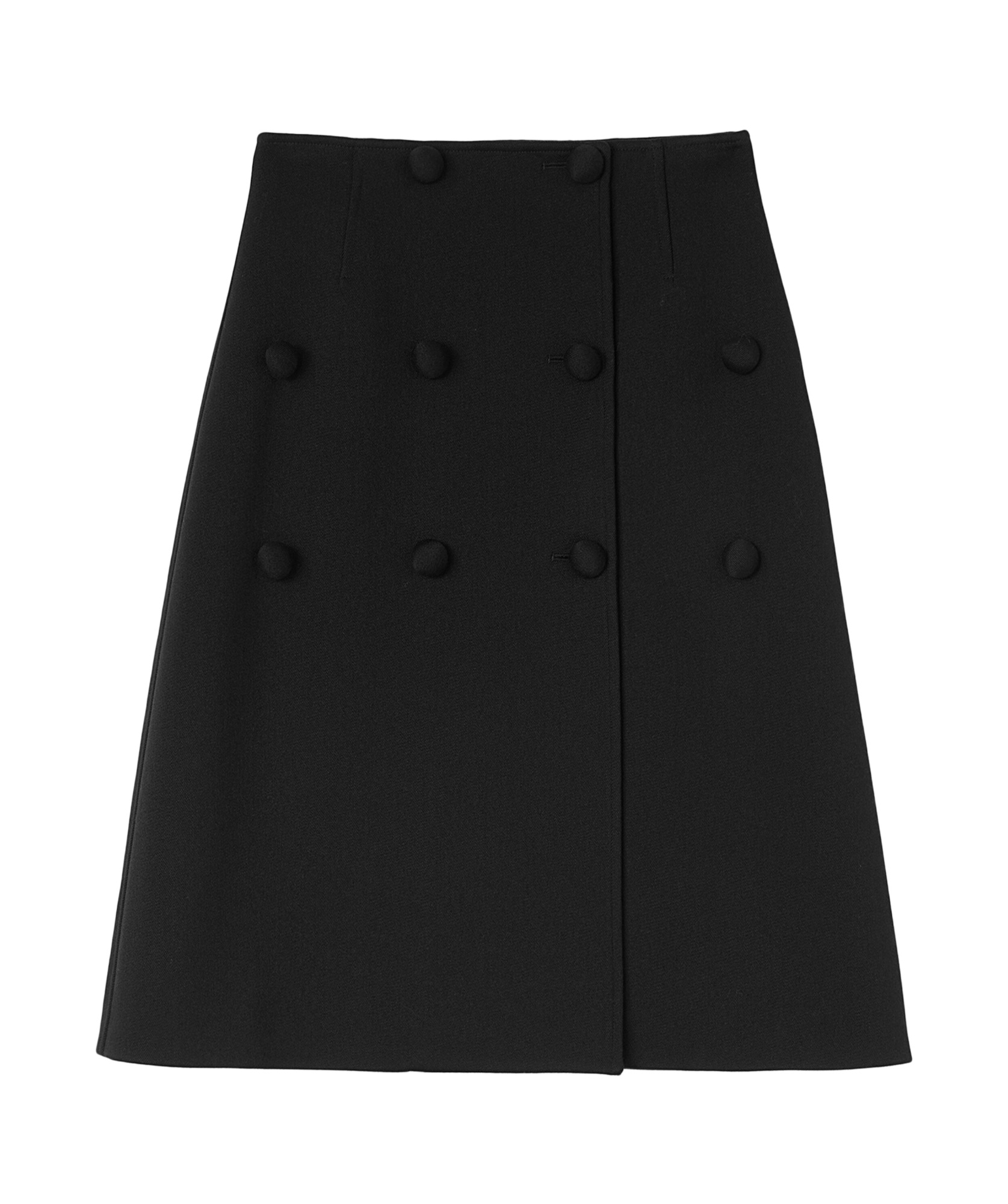 Jil Sander Con Button-front Splittable Melange Wool Skirt In Black
