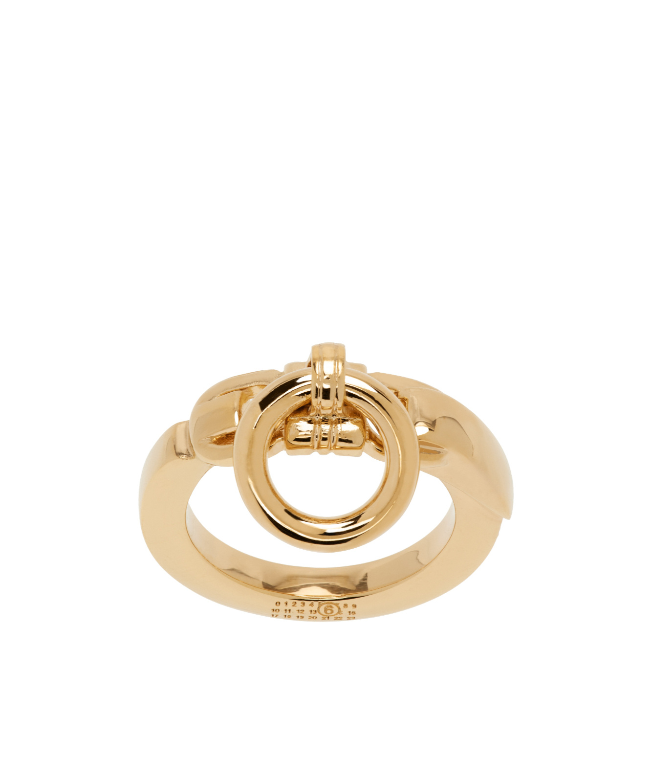 Mm6 Maison Margiela Gold Object Trouve Minimal Logo Ring In Gold