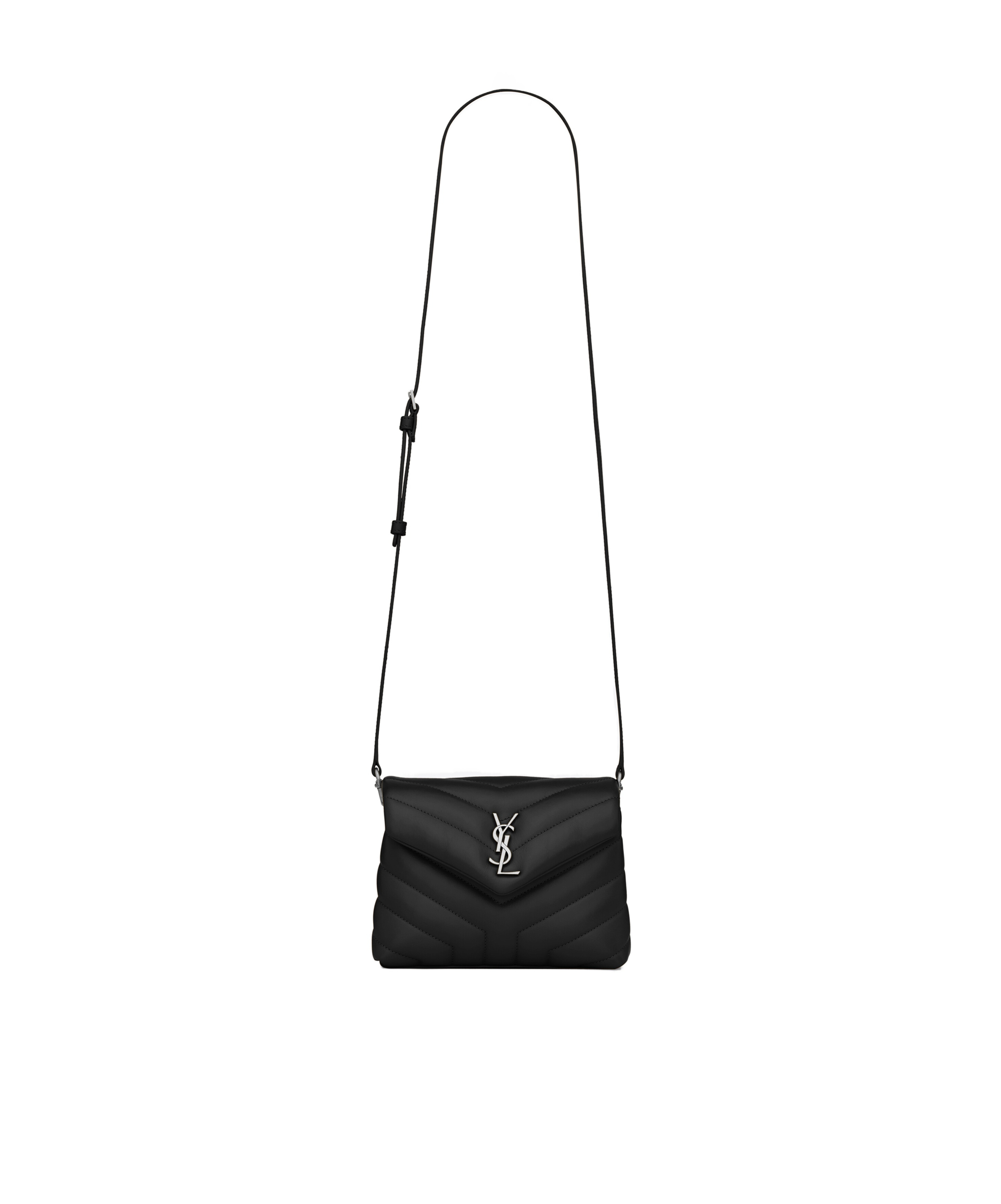 Saint Laurent Logo-plaque Leather Crossbody Bag In Black