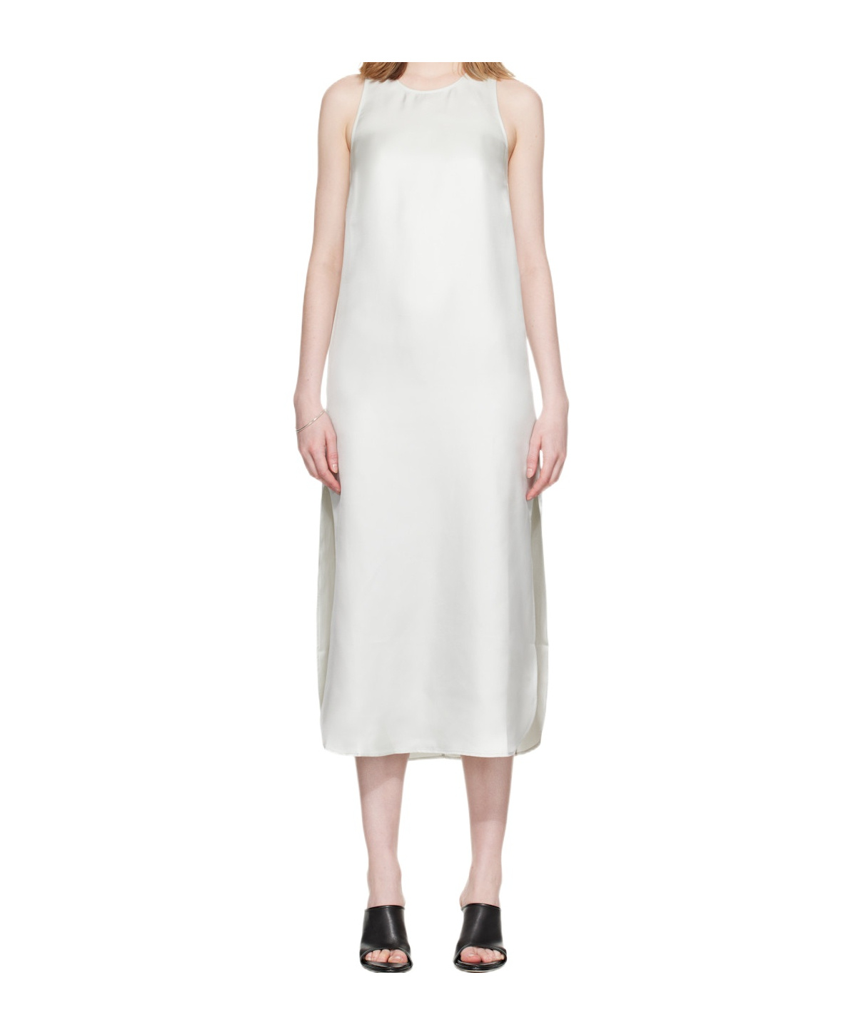 Loulou De Saison Paloma Twisted Back Midi Dress In White