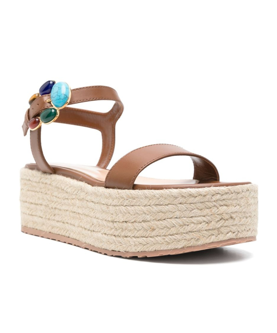 Gianvito Rossi Straw Thick Sole Sandals In Nude