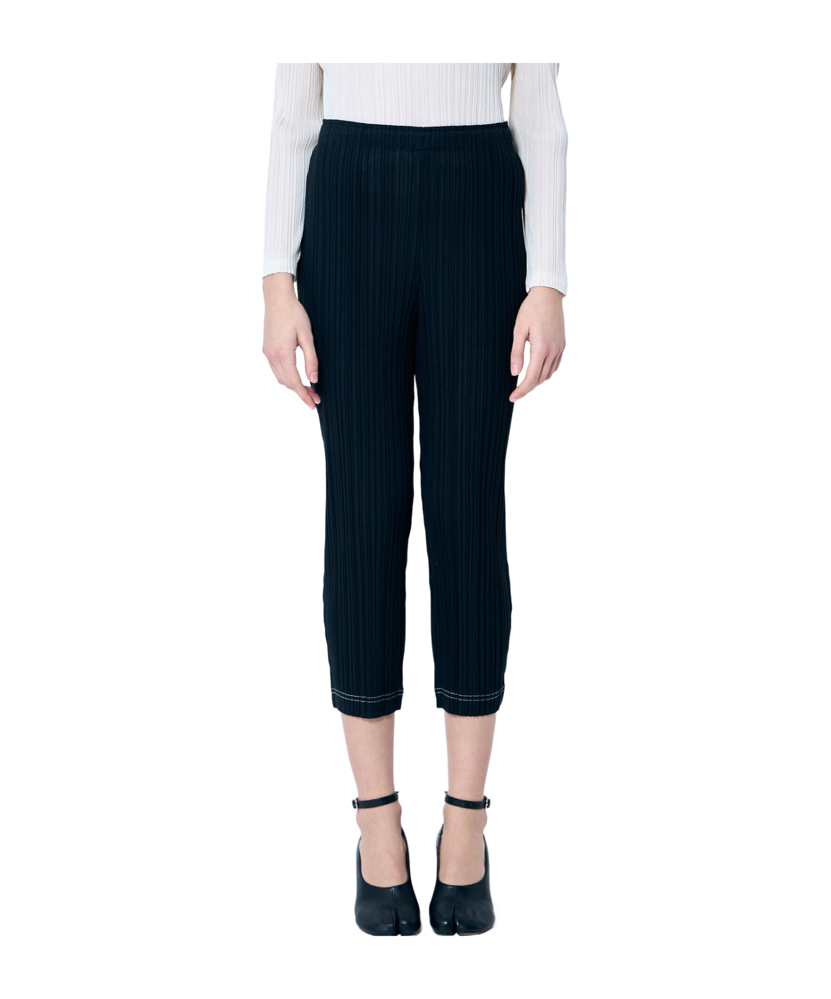 Issey Miyake Elastic Waist Casual Pants In Black