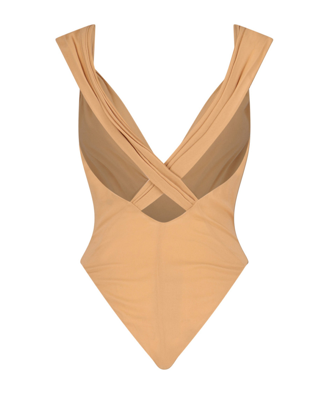 Saint Laurent Crossover Front V-neck Sleeveless Top In Nude
