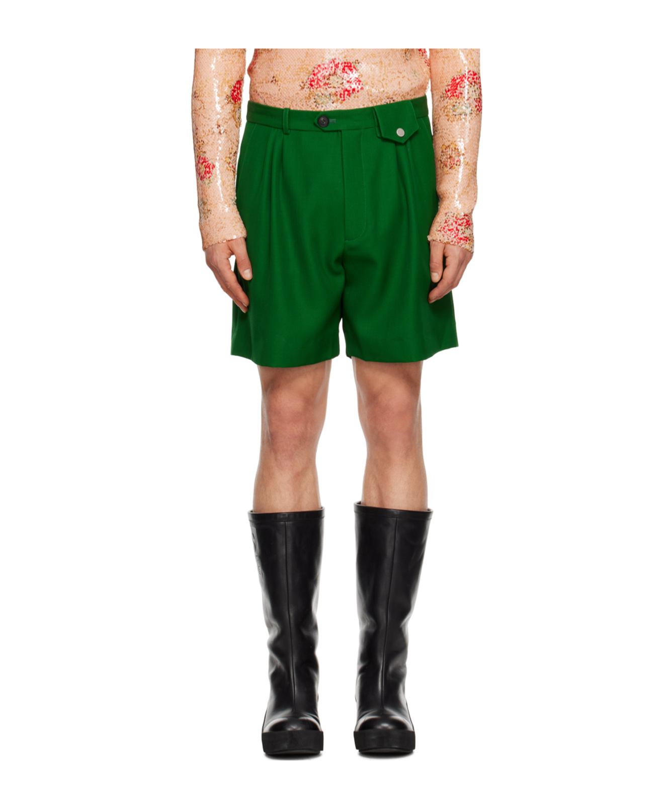 Egonlab Sugar Rene Wool Shorts In Green