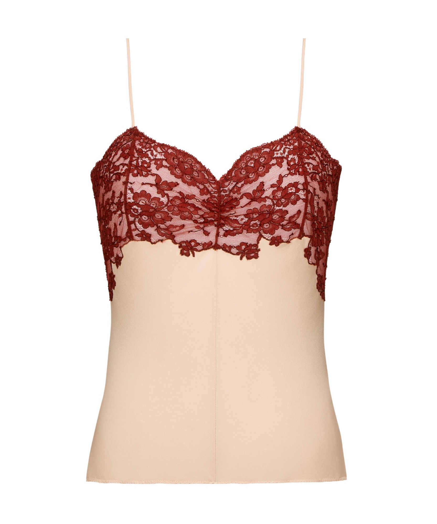 Saint Laurent Laced Camisole In Silk Satin In Brown