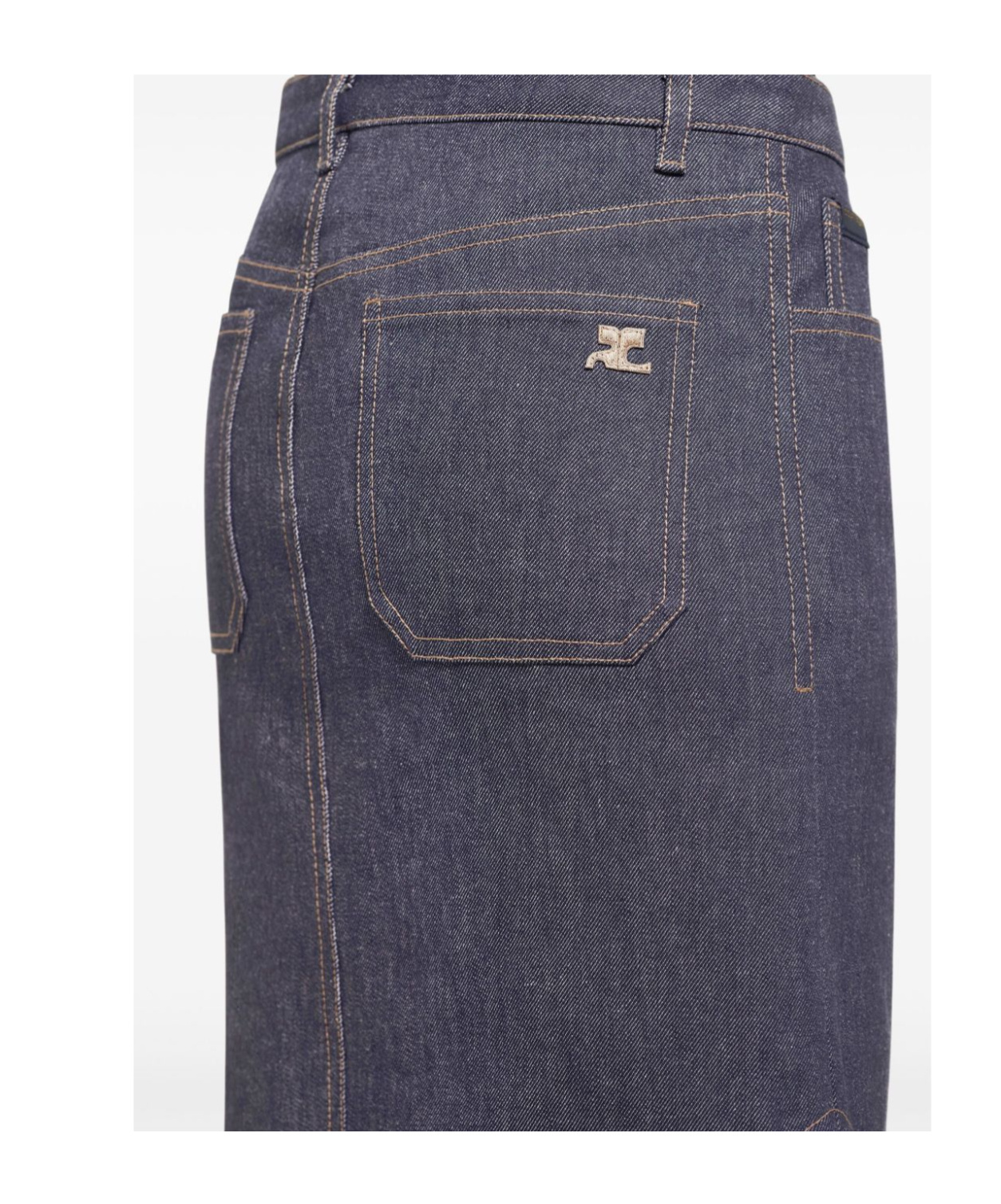 Courrèges Inverted Denim Midi Skirt In Black