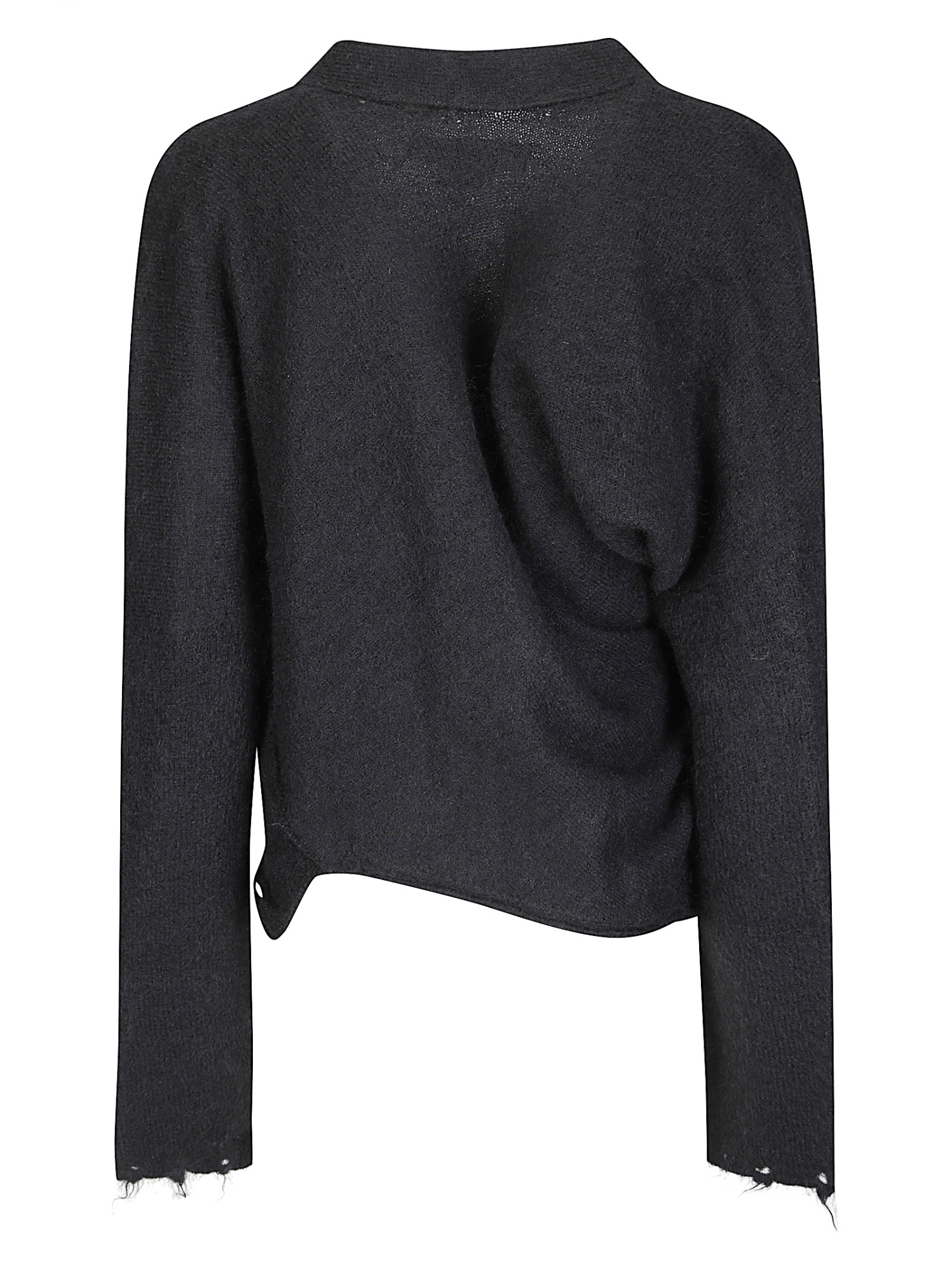 Junya Watanabe V-neck Distressed-effect Cardigan In Black