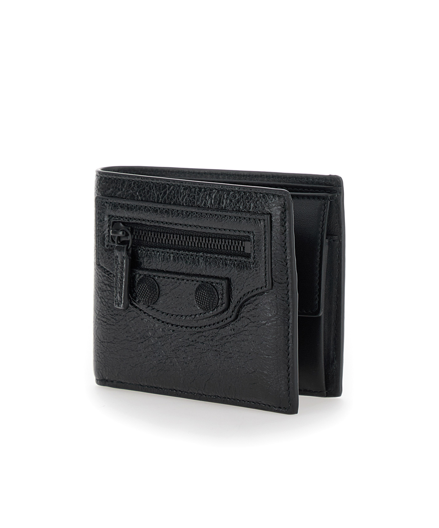 Balenciaga Bi-fold Leather Wallet In Black