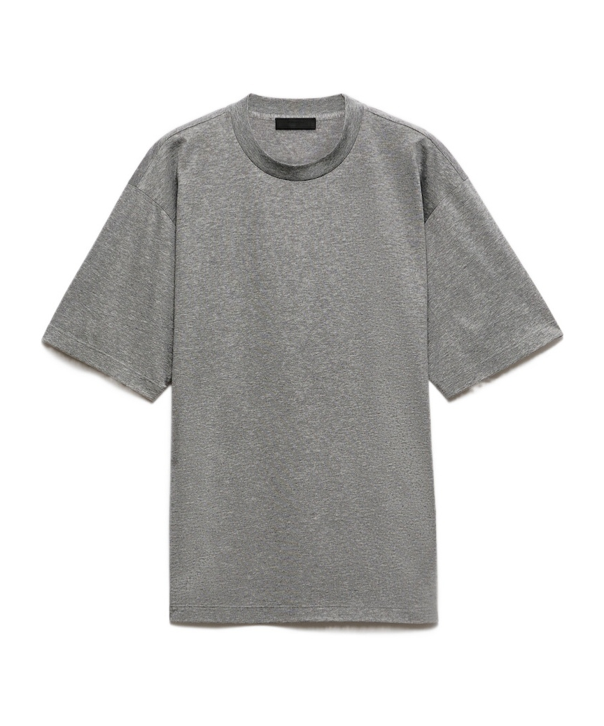 Prada Oversize Crew Neck T-shirt With Squared Silhouette In Gray