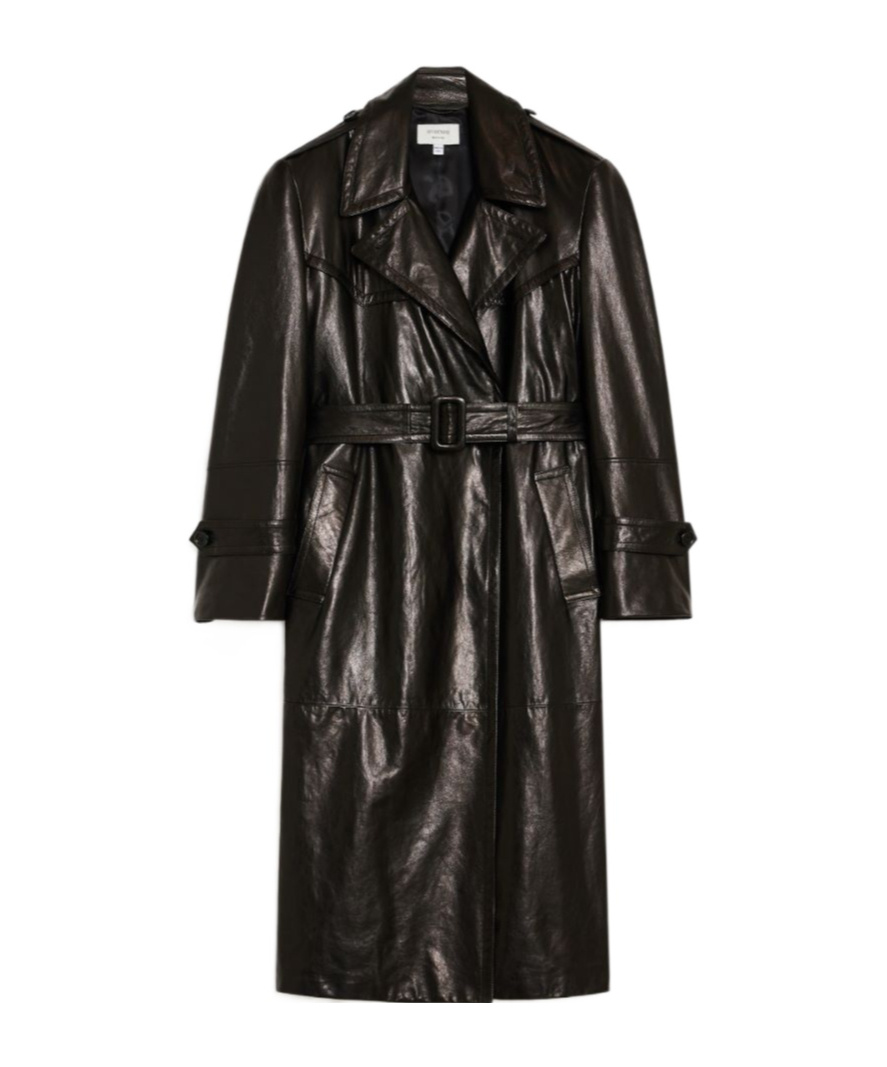 Sportmax Long-sleeved Leather Windbreaker In Black