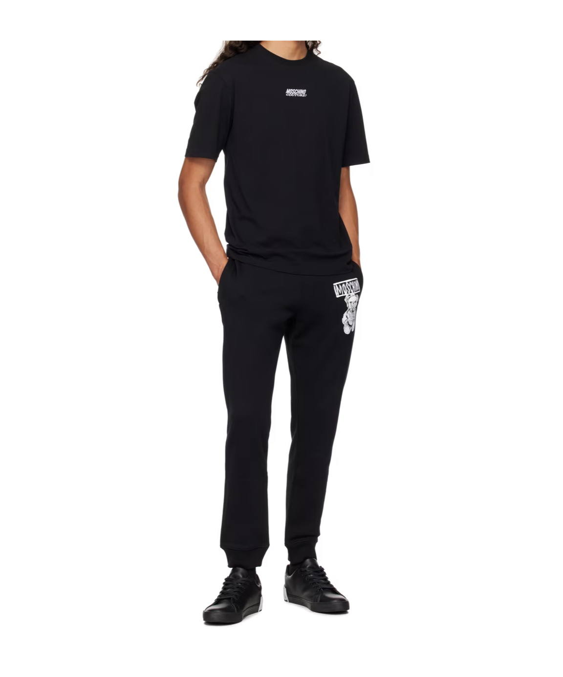 Moschino Black Embroidered T-shirt In Black