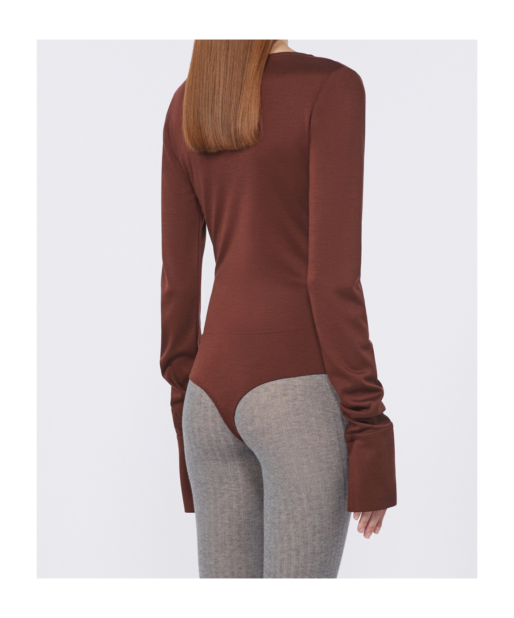 Max Mara Wool Jersey Bodysuit In Brown