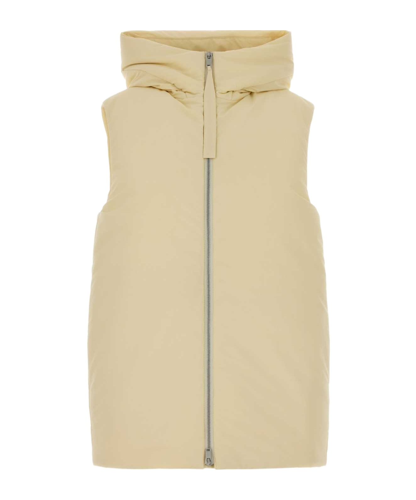 Jil Sander Hooded Sleeveless Padded Down Coat In Yellow