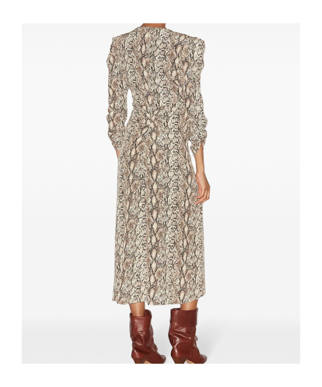 Isabel Marant Albini Python Print Silk Midi Dress In Nude