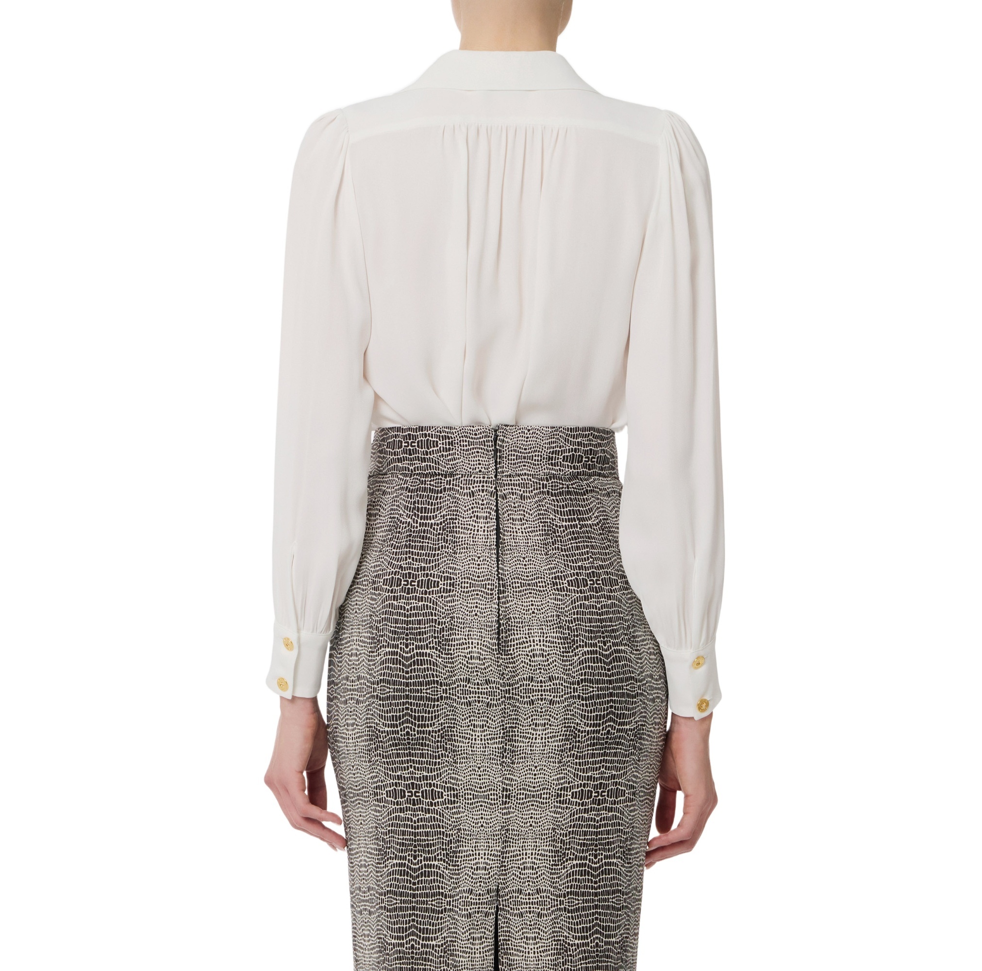 Elisabetta Franchi Blouse In Georgette Fabric With Jewel Detail In White