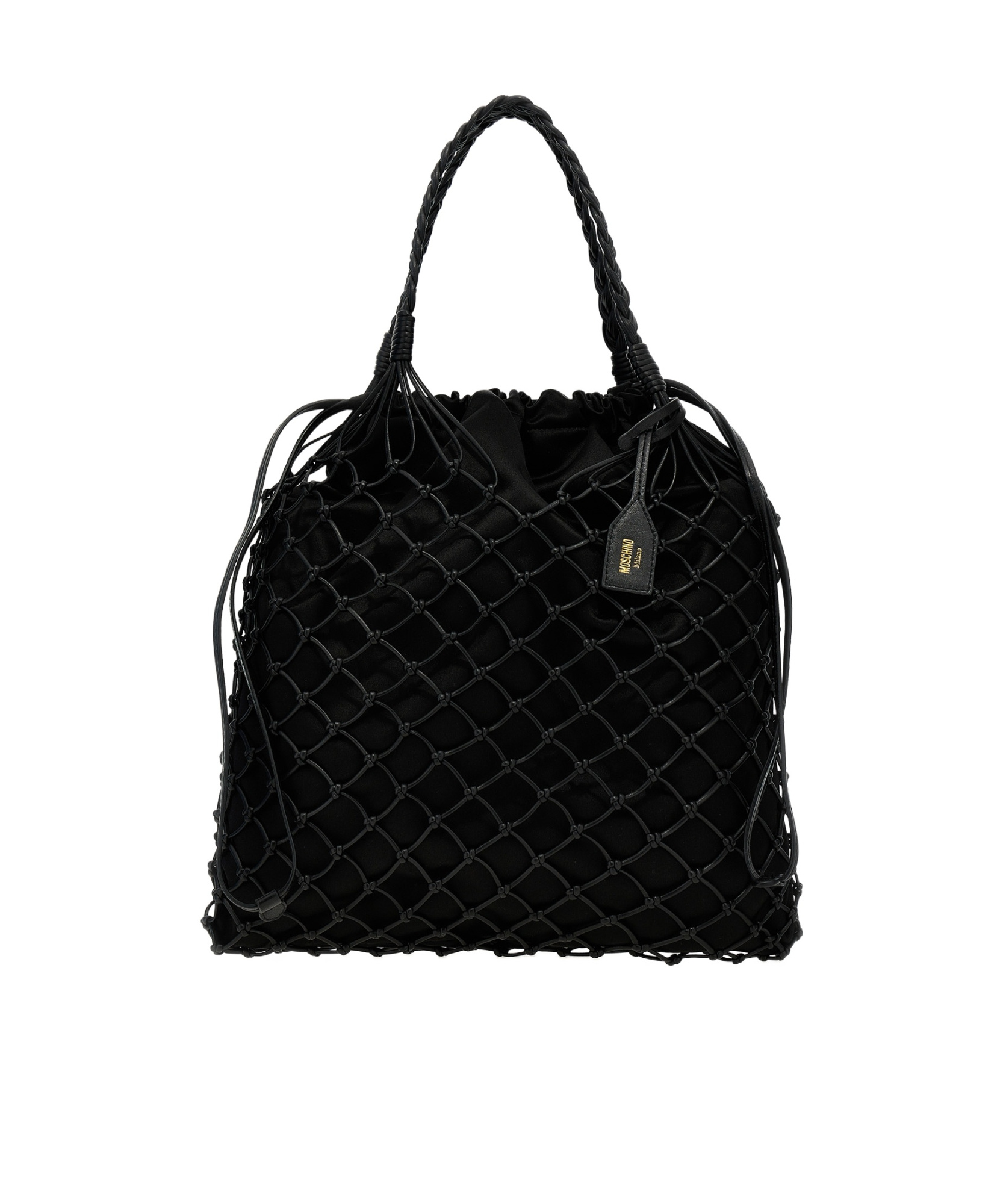 Moschino Women Woven Nappa Leather Shopping Bag In Black