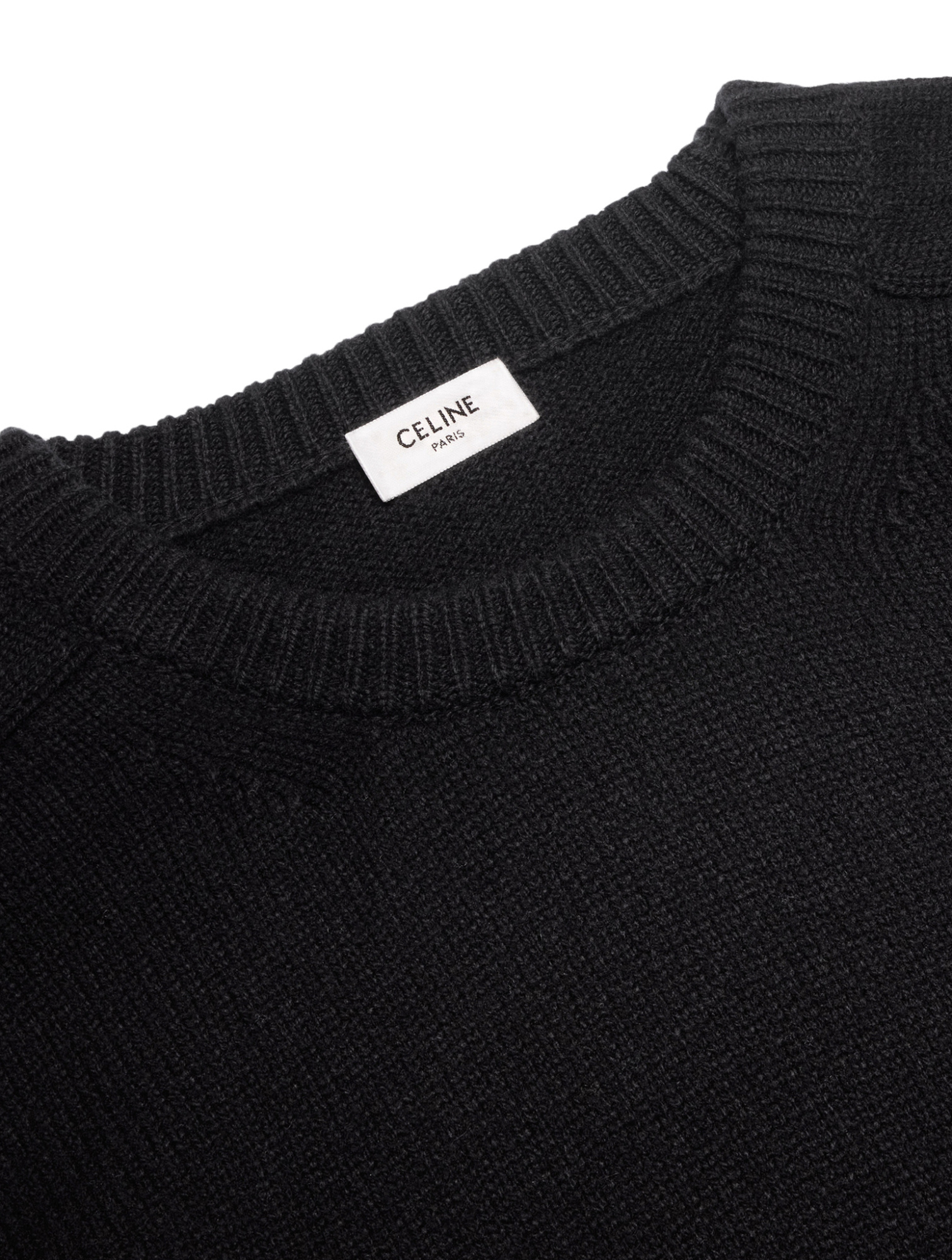Celine Triomphe Crew Neck Sweater In Wool And Cashmere In Black