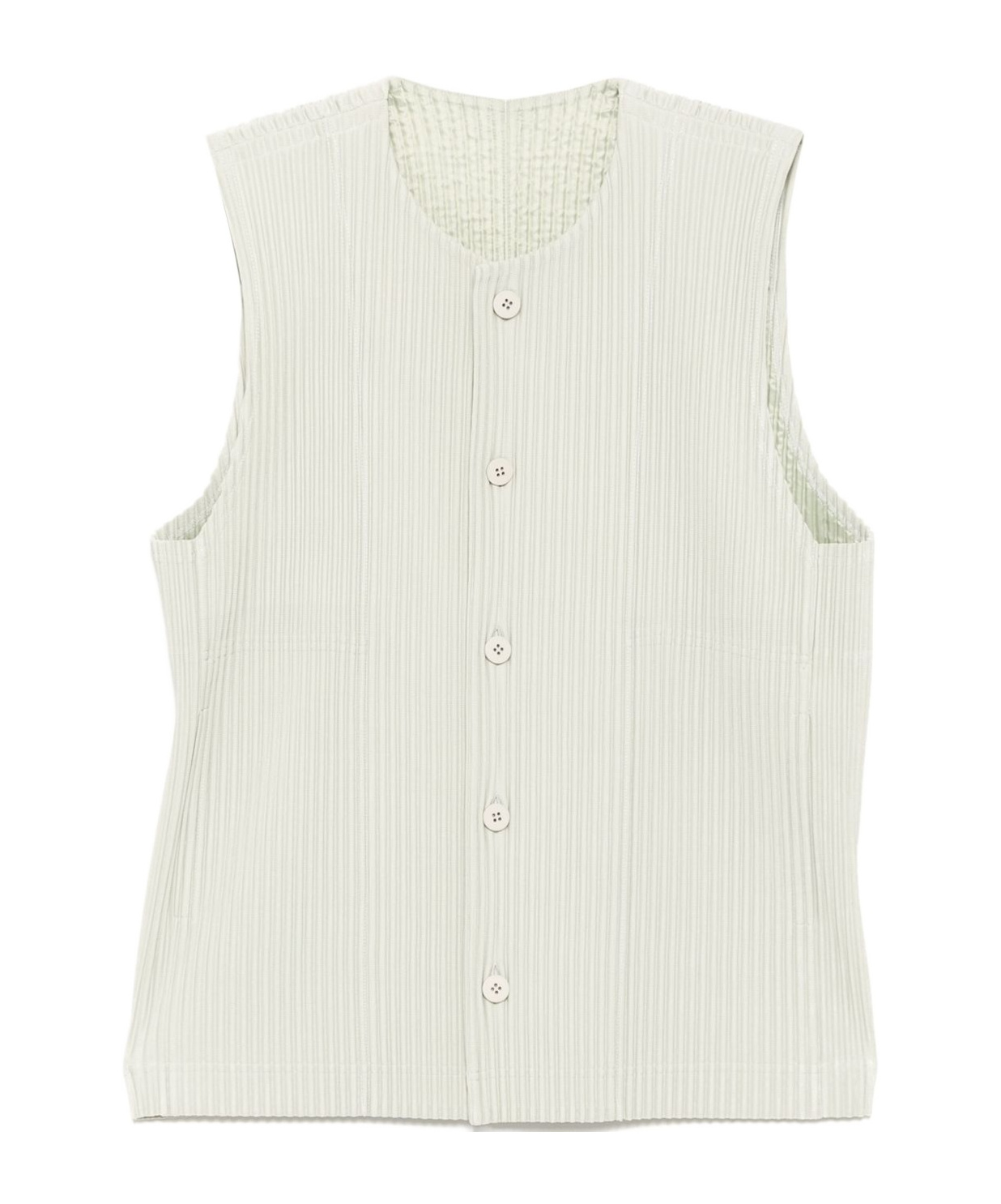 Shop Issey Miyake Pleated Round Neck Vest In White