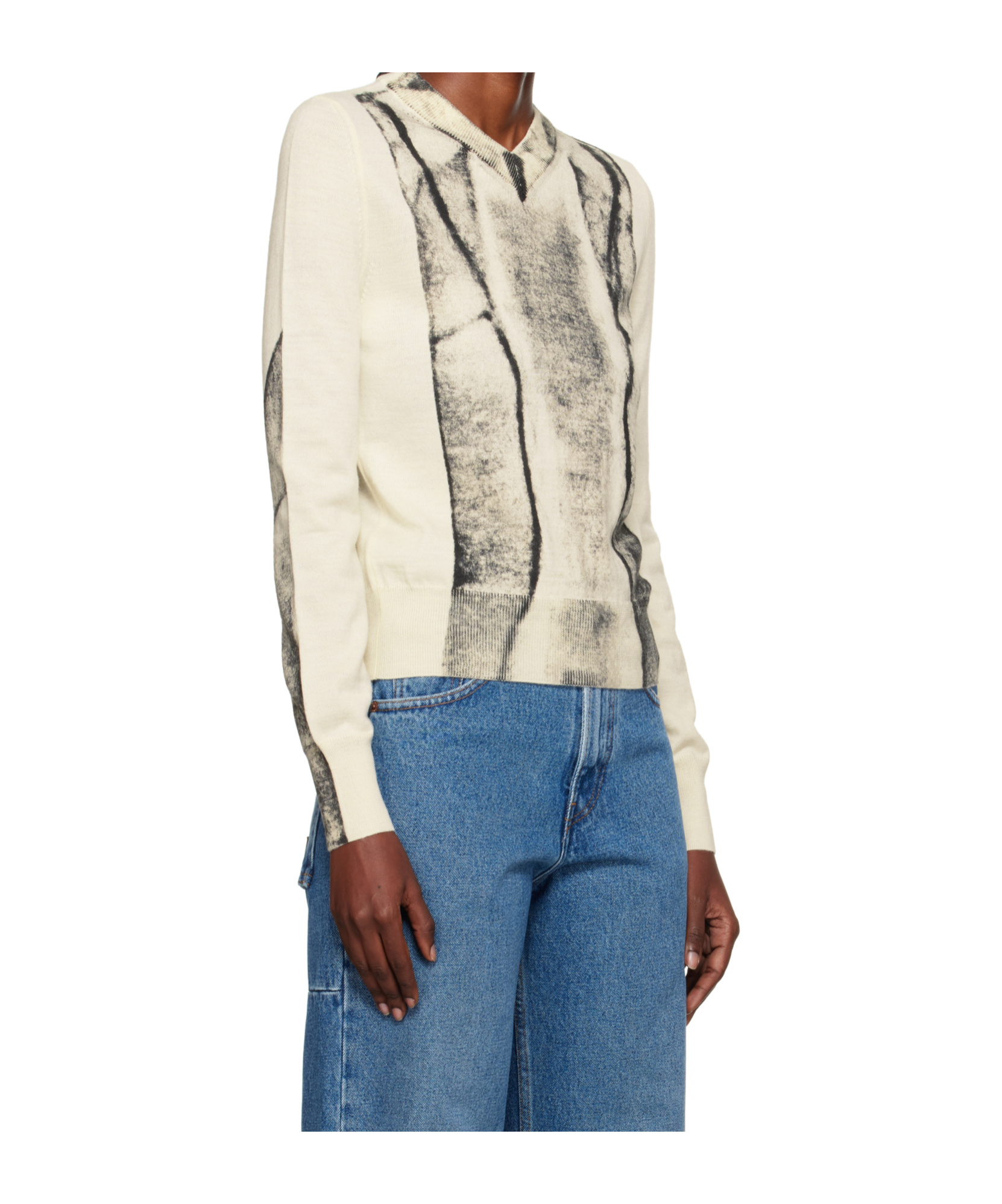 Mm6 Maison Margiela Abstract-print Sweater In Neutral