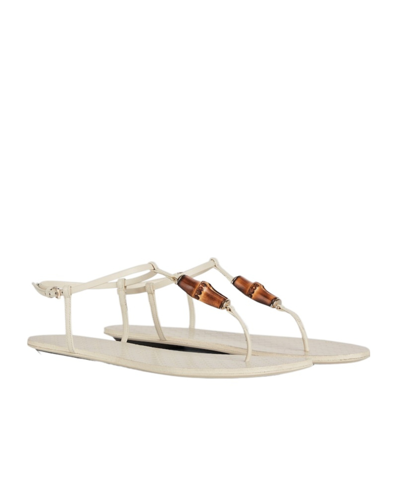 Gucci Women's Thong Sandal With Bamboo In Ivory