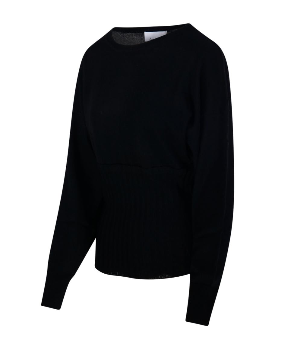 Nude Ribbed-panel Jumper In Black