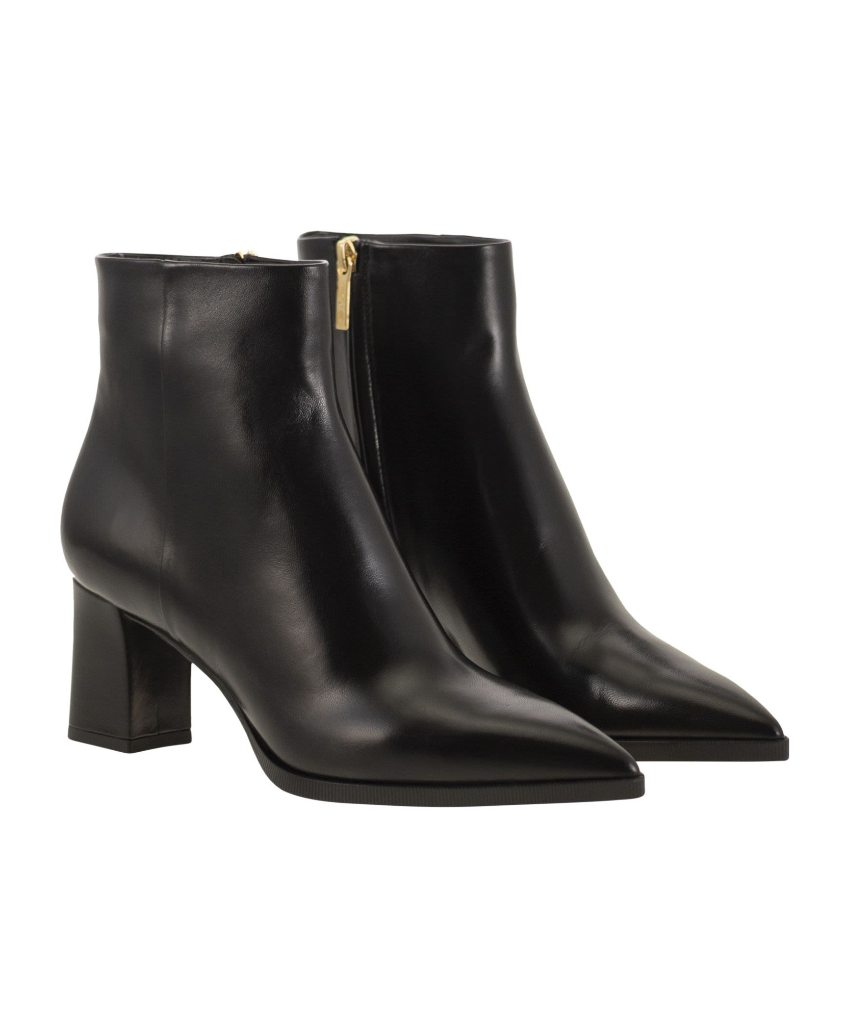 Santoni Medium Heel Leather Ankle Boot In Black