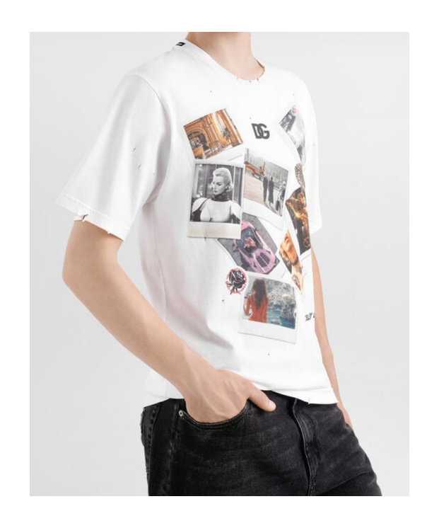 Dolce & Gabbana White Postcard Print Cotton T-shirt In White