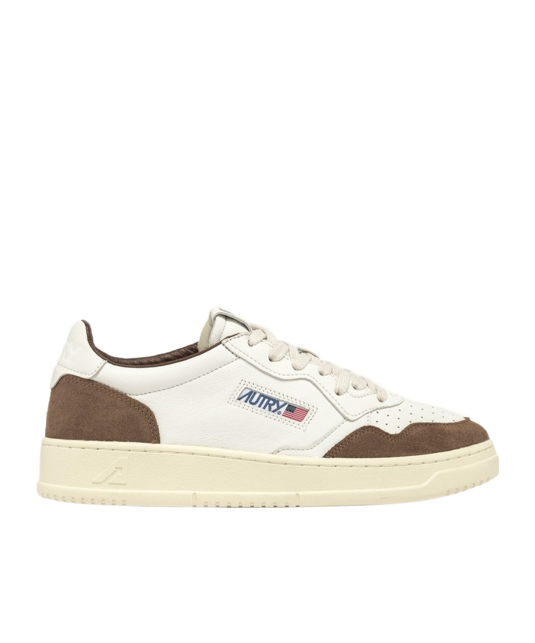 Autry Medalist Sneakers In White Leather With Brown Suede In White