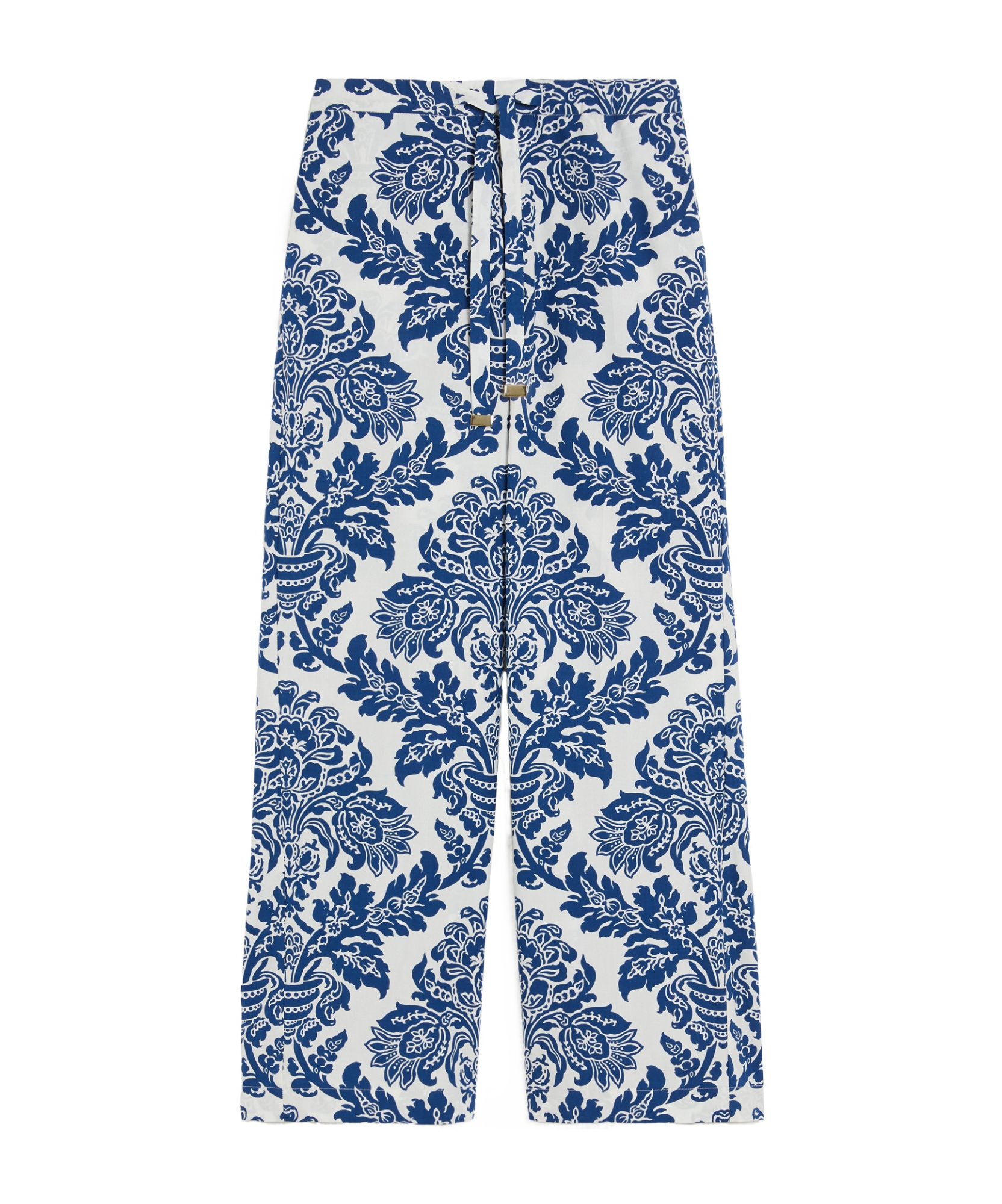 Shop Max Mara Printed Poplin Trousers In Blue