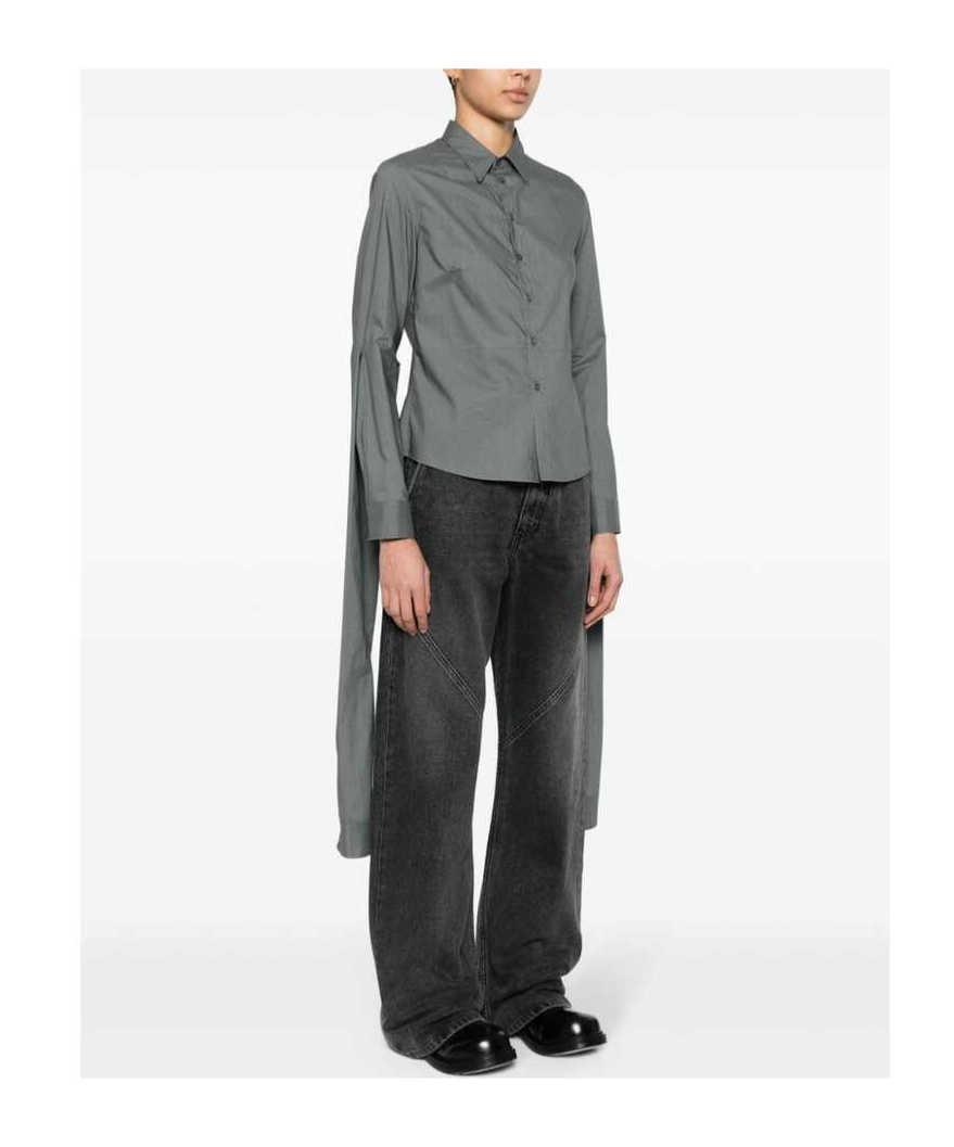 Mm6 Maison Margiela Double-sleeves Cotton Shirt In Gray