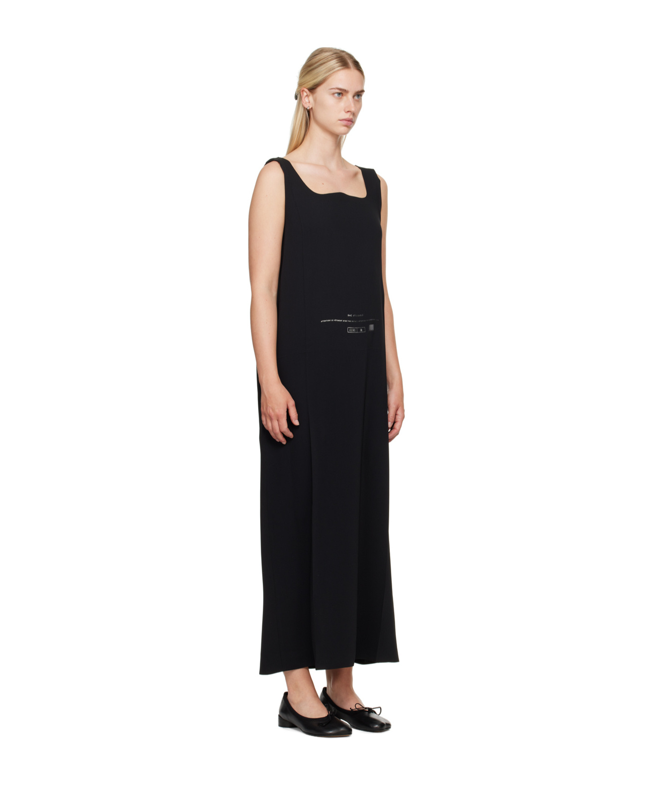 Mm6 Maison Margiela Sac Utilisable-print Maxi Dress In Black